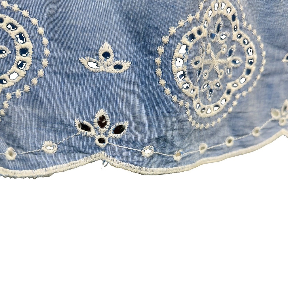 Talbots Chambray Blue Eyelet Embroidered Dress Size 10 #963 - Picture 6 of 12
